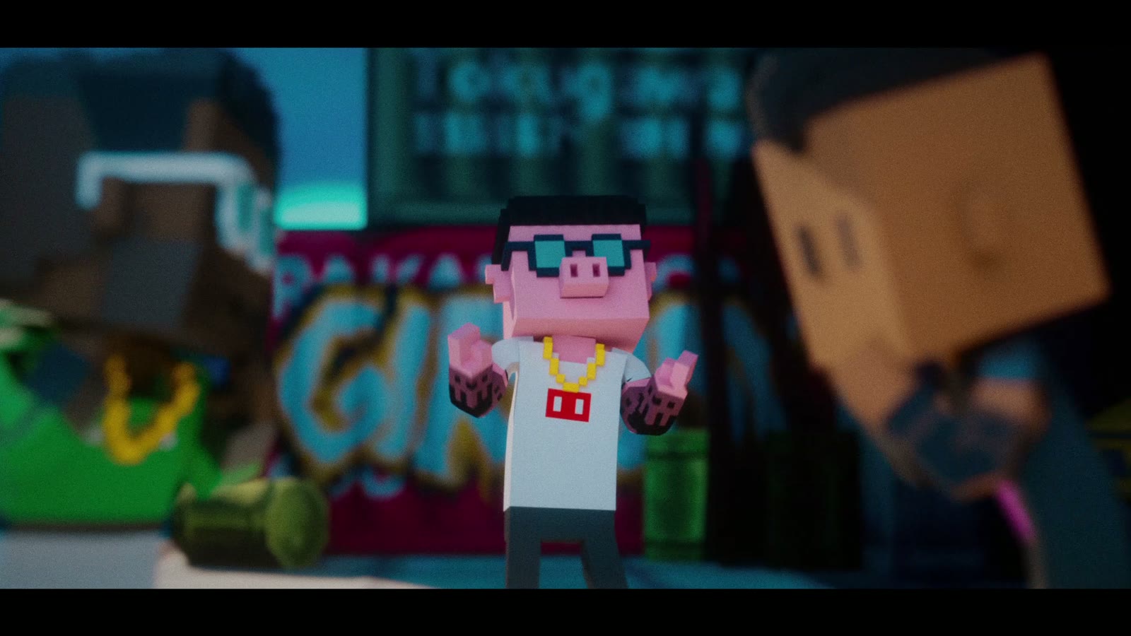 A frame from Meebits × Player Zero